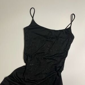 90s black beaded fairycore flowy mini dress
